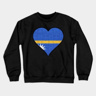Nauruan Jigsaw Puzzle Heart Design - Gift for Nauruan With Nauru Roots Crewneck Sweatshirt